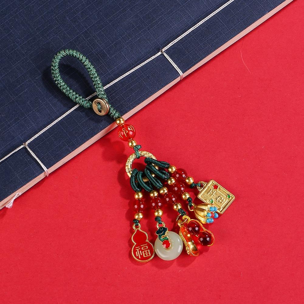 Hanging Ornaments God of Wealth Pendant Enamels Bag Pendant Vintage Hanging Ornament  Car