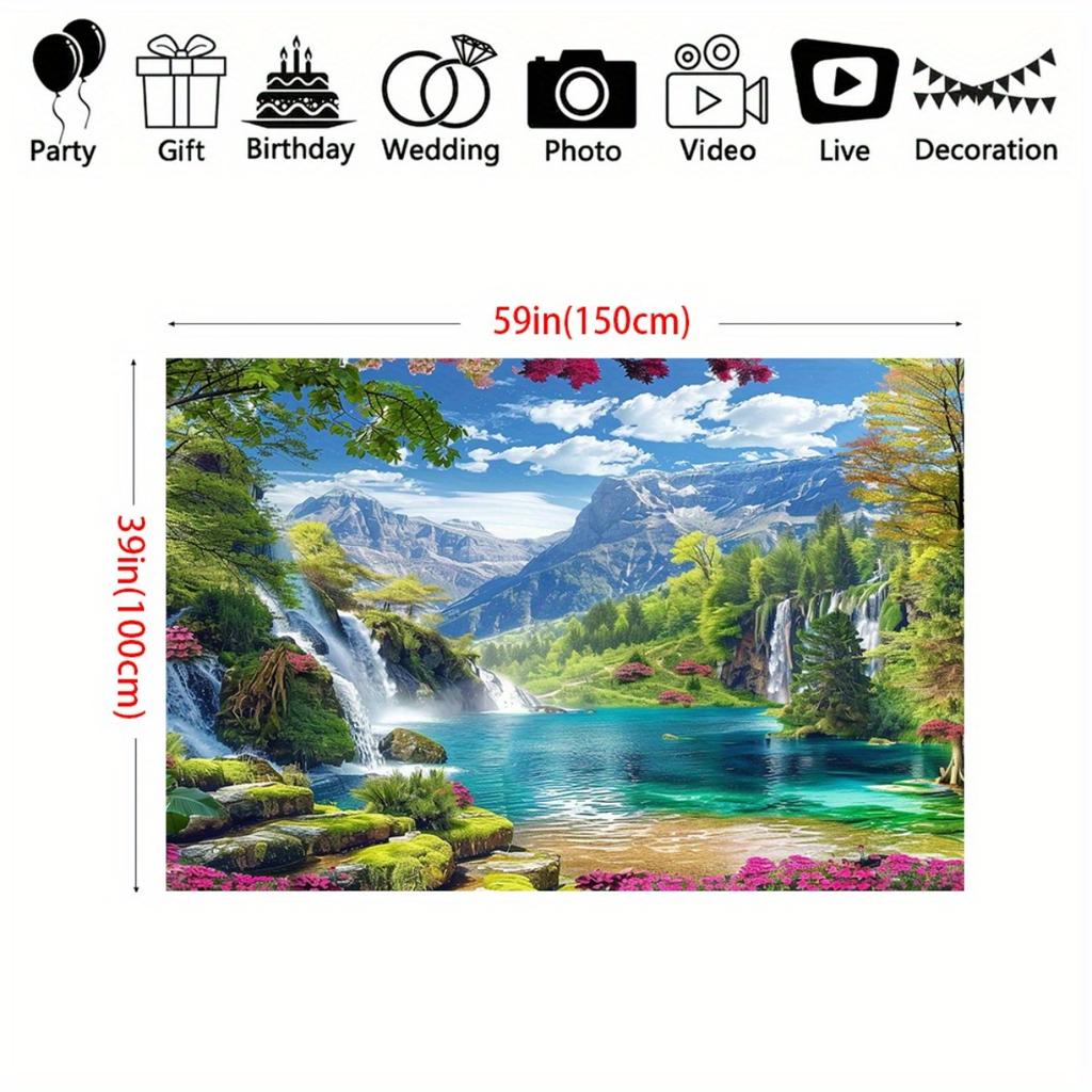 Vibrant Valley Scenery Backdrop - Made of Polyester Fiber - Decorative Item with Valley Theme