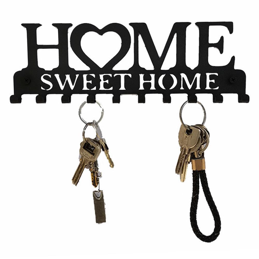 Carbon Steel HOME Creative Key Holder Wall Mount Rack with 10 Hooks Storage Organizer
