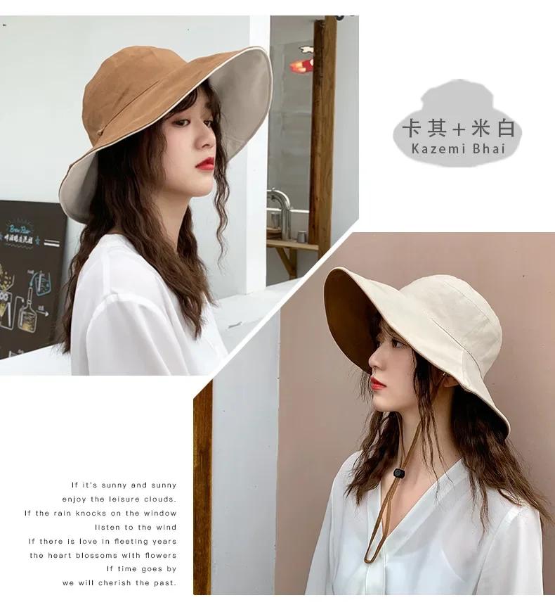 Pălării găleată față-verso Femei Vară Mărime mare Pălărie bazin de exterior Mică proaspătă Pălărie de soare Pălărie cu protecție solară Șepci cu protecție solară