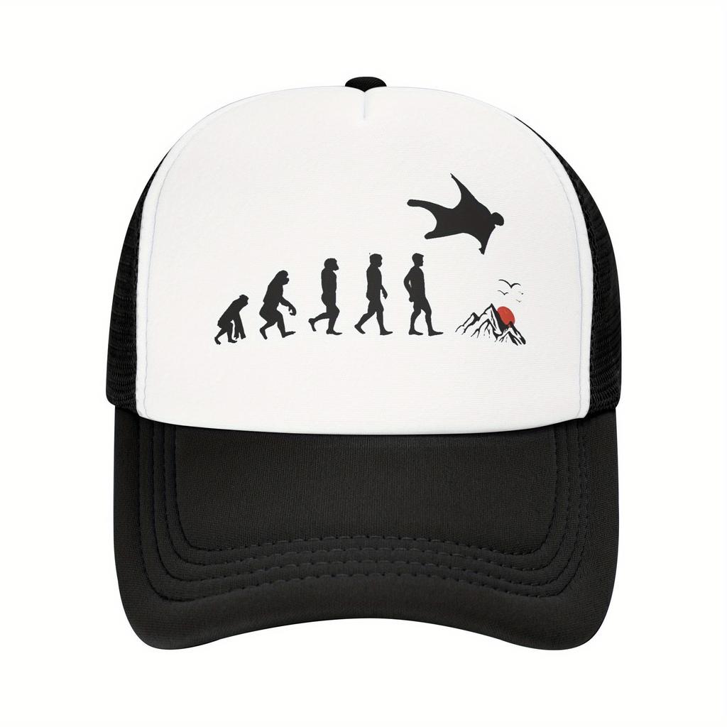 Wingsuit Flying Evolution Trucker Hat Polyester Mesh Adjustable Baseball Cap for Men Women Casual