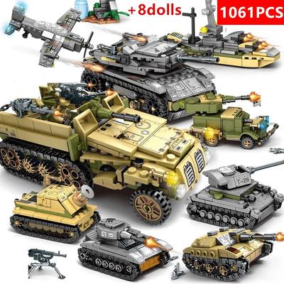 1061Pcs Military Iron Empire Tank Armored Car Building Blocks DIY Brick Kids Toys Classic World War  Tank Model Bricks