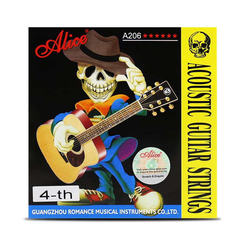 Alice A206 Acoustic Folk Guitar String Set: 1st, 2nd, 3rd/4th/5th/6th Strings.