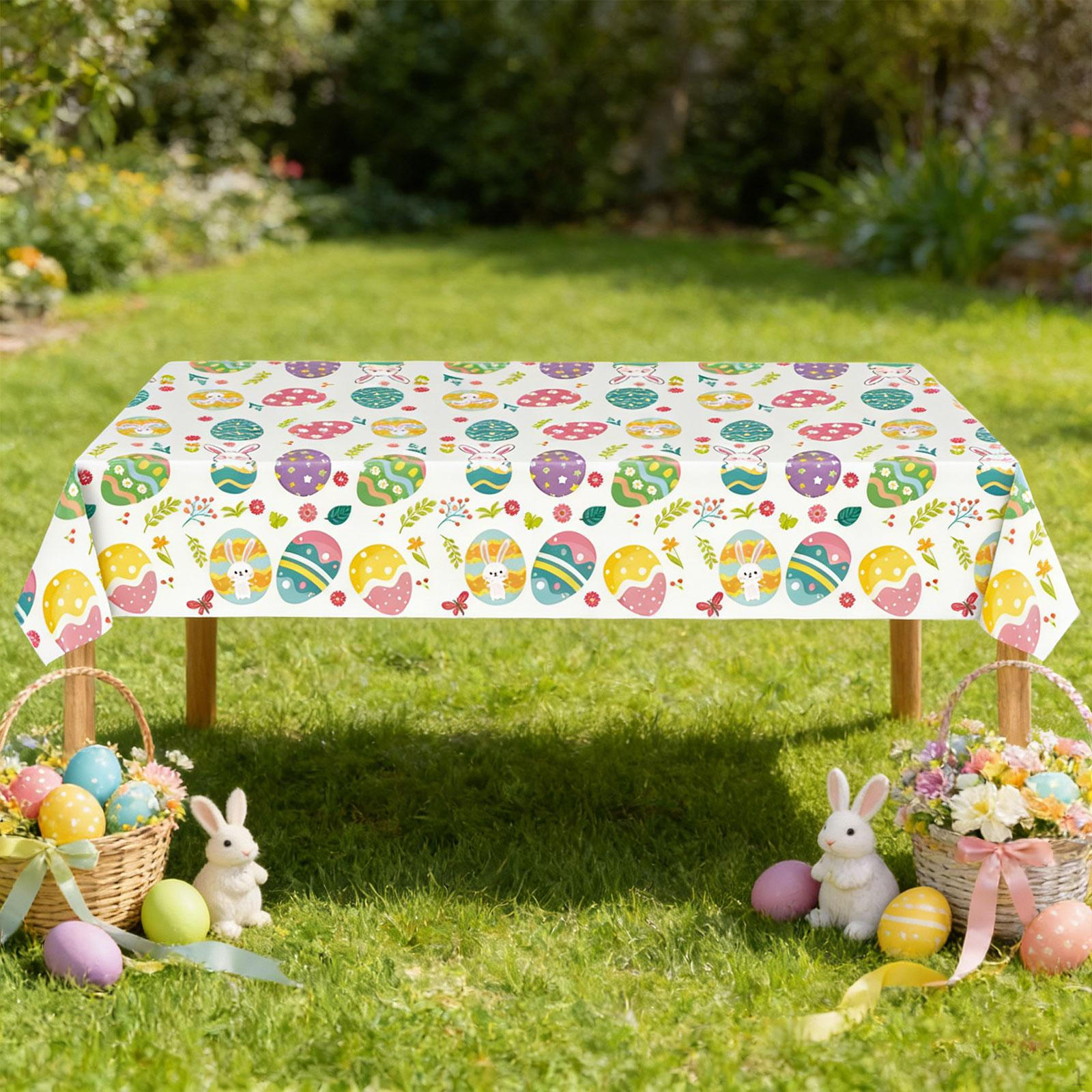 

Easter Table Cloth Placemat Anti Skid Spring Easters Cover Rectangle for Holiday Picnic Colorful Eggs