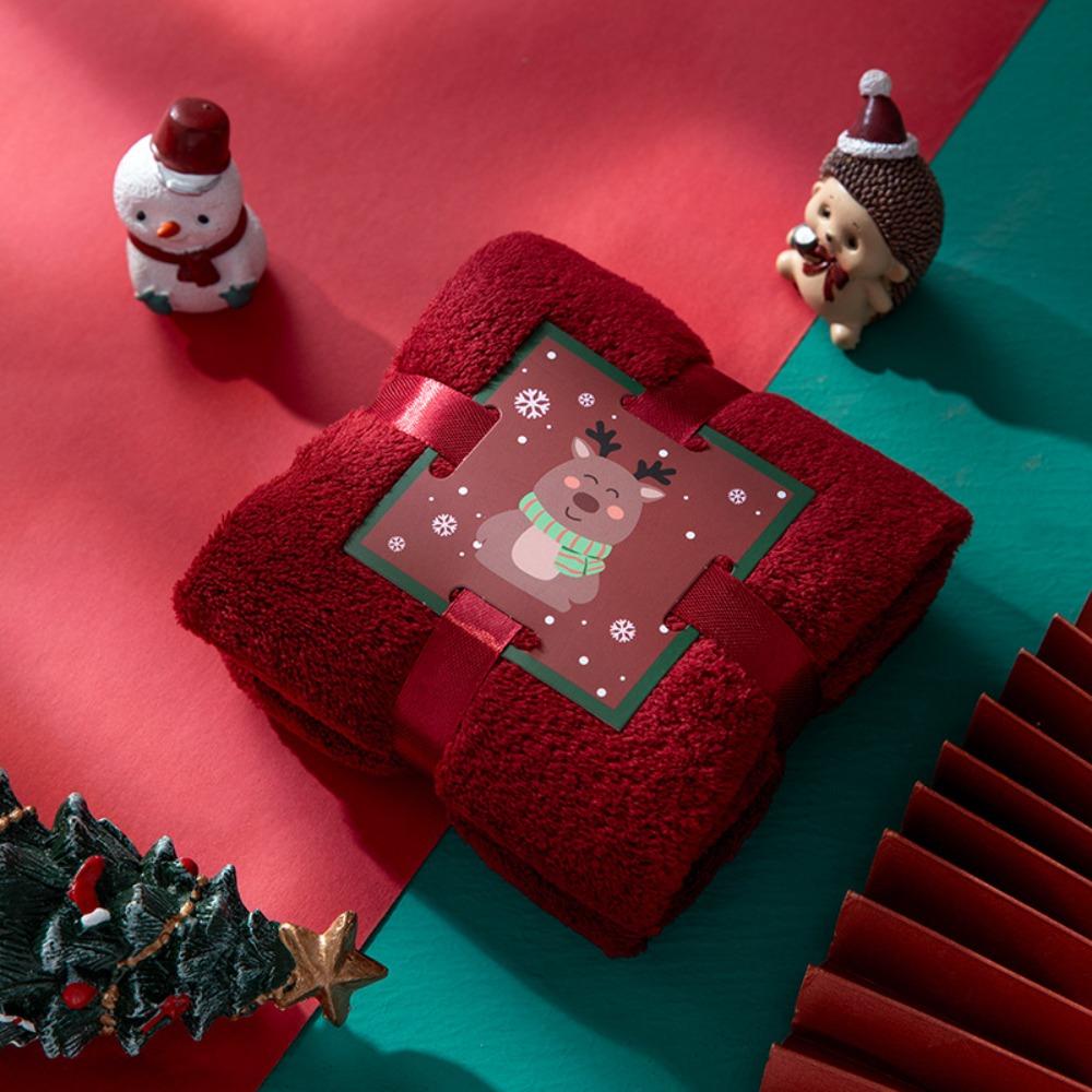 Coral Velvet Christmas Towel Xmas Holiday Decorative Reusable Face Towel Absorb Water Wash Cloth Christmas Gift Party Gift