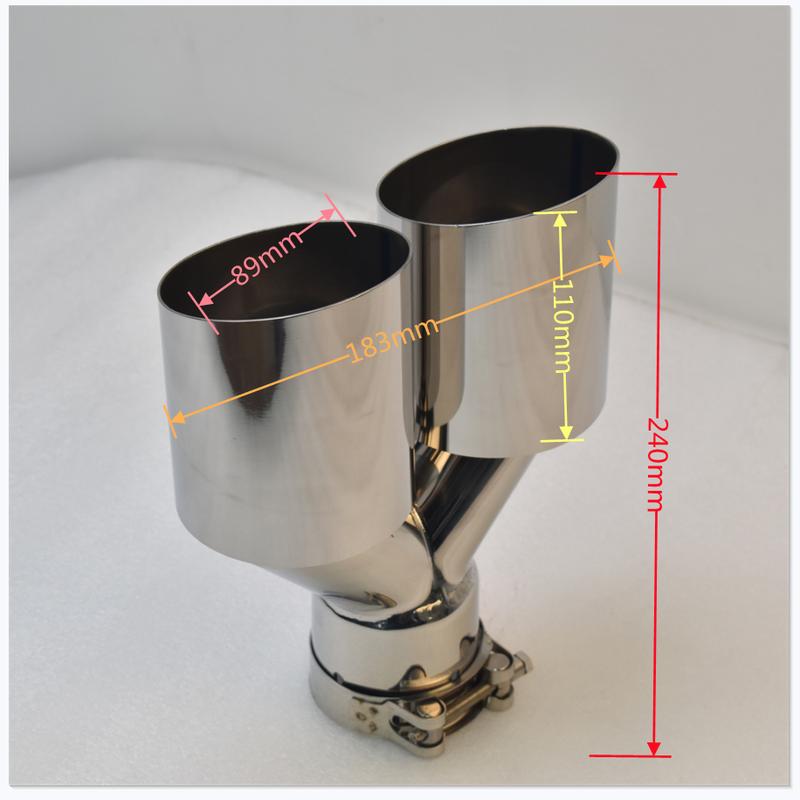 REMUS Dual Exhaust Tip 3 Inch Inlet 3" Outlet 9.5" Long Tail Pipe Double Wall Polished 304 Stainless Steel