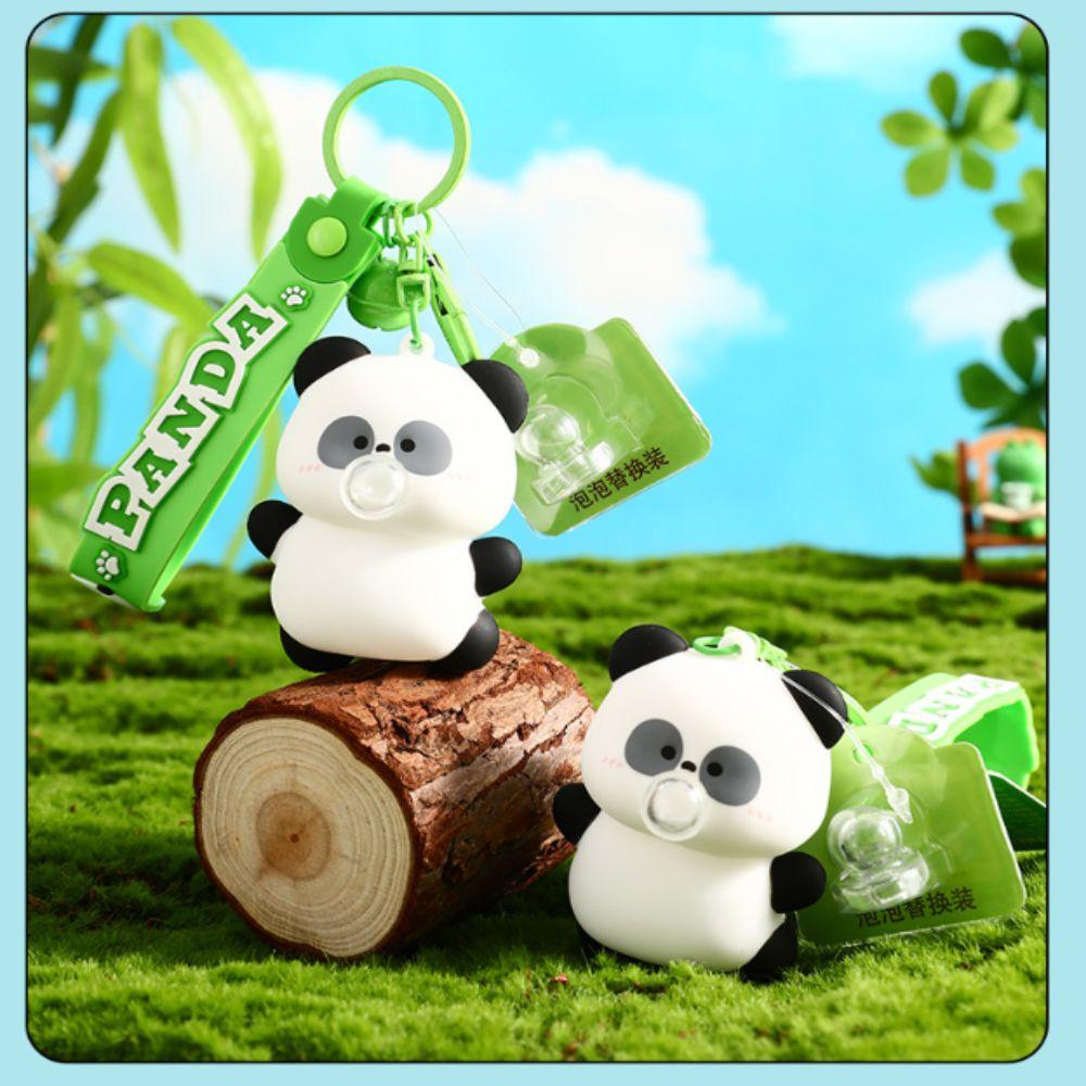 Cartoon Blowing Bubble Panda Keychain Kawaii Panda Jewelry Keychain Car Key Ring  Girl Boy Gift