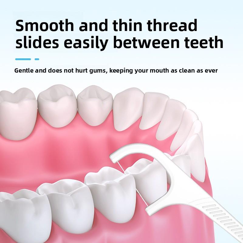 Floss Picks, Toothpicks, Individual Sets, Portable, High-elasticity Round Floss for Cleaning Between Teeth, 100 Teeth