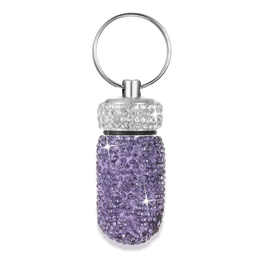 Bling Rhineston Pill Container Portable Pill Bottle Case Waterproof Travel Medicine Box Beautiful Holder Storage with Keychain