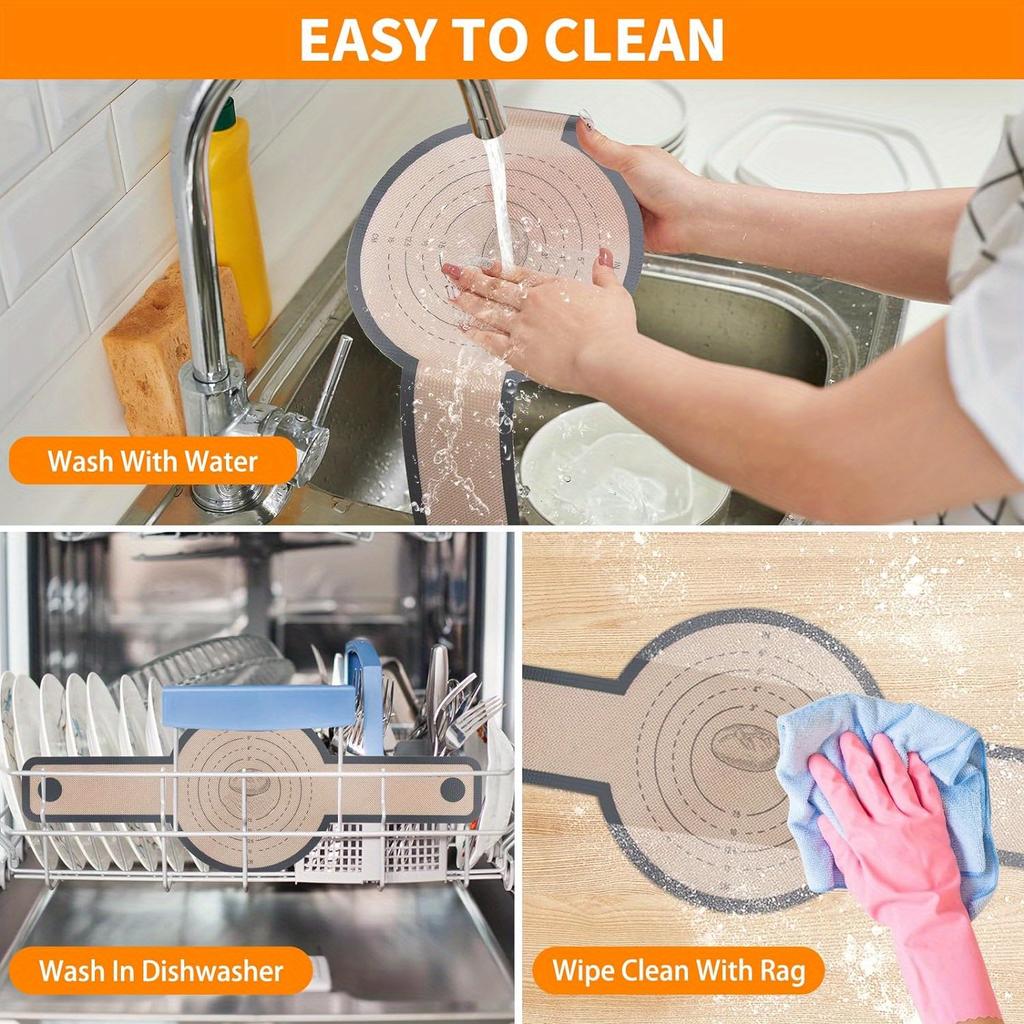 3 Pièces Tapis De Cuisson Pour Pain Pour Dutch Oven, Tapis De Cuisson Réutilisables En Silicone Avec Longues Poignées Pour Moule à Pain