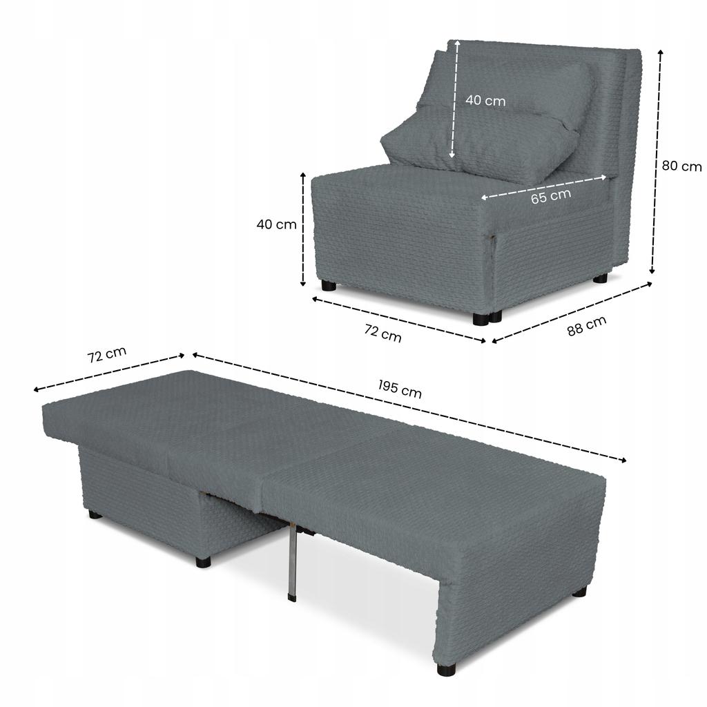 Fold-out Armchair Sleeping Function KIMO Bedding Container Family Furniture Grey