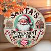 Vintage Santa Claus Candy Store Metal Tin Sign Christmas Wall Decor Holiday Gift