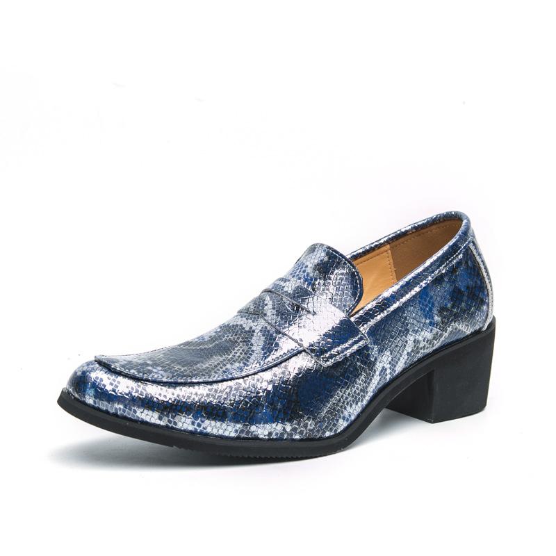 Large Size 46 Pointed Low-top Retro Leather Shoes Men's High Heels Increase by 6 Cm Business Dress Wedding Shoes Men