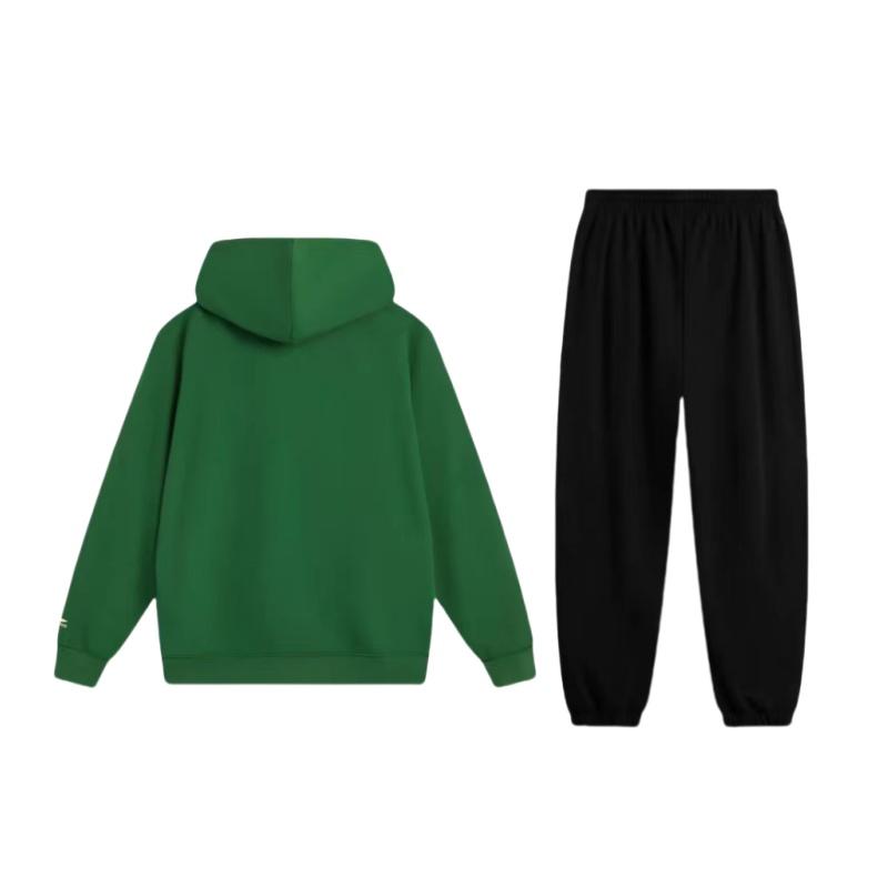 Li-Ning Trendy Letter Loose Comfortable Hooded Drop Shoulder Long Sleeve Mid Waist Drawstring Pants Casual Sports Suit Unisex Suit AWDV355-4+AKLU939-4