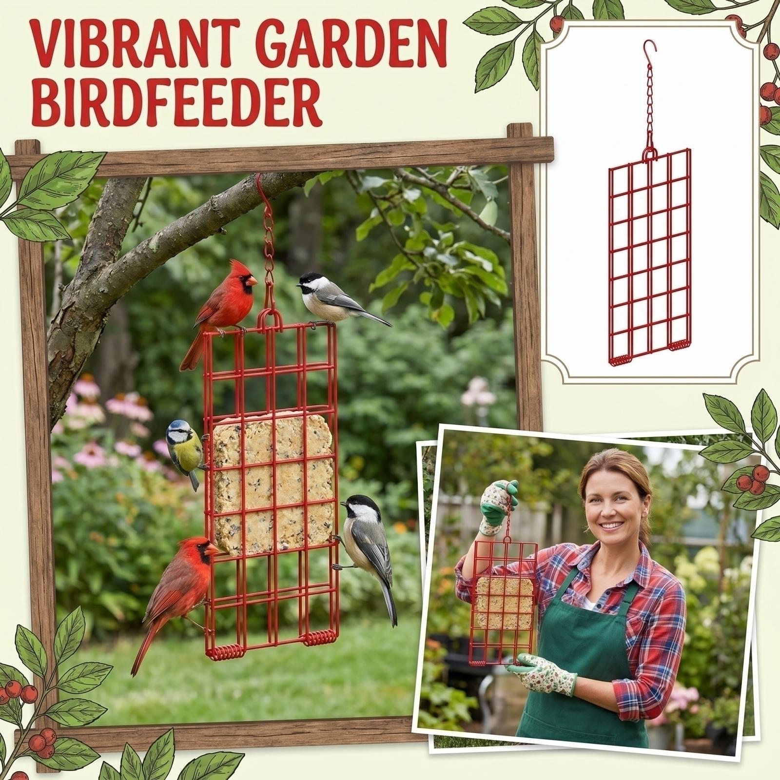 

Outdoor Hanging Bird Feeder Cage with Chain and Hook for Garden Use Durable Metal Construction Suitable for Small Birds and Seed Feeding One Size