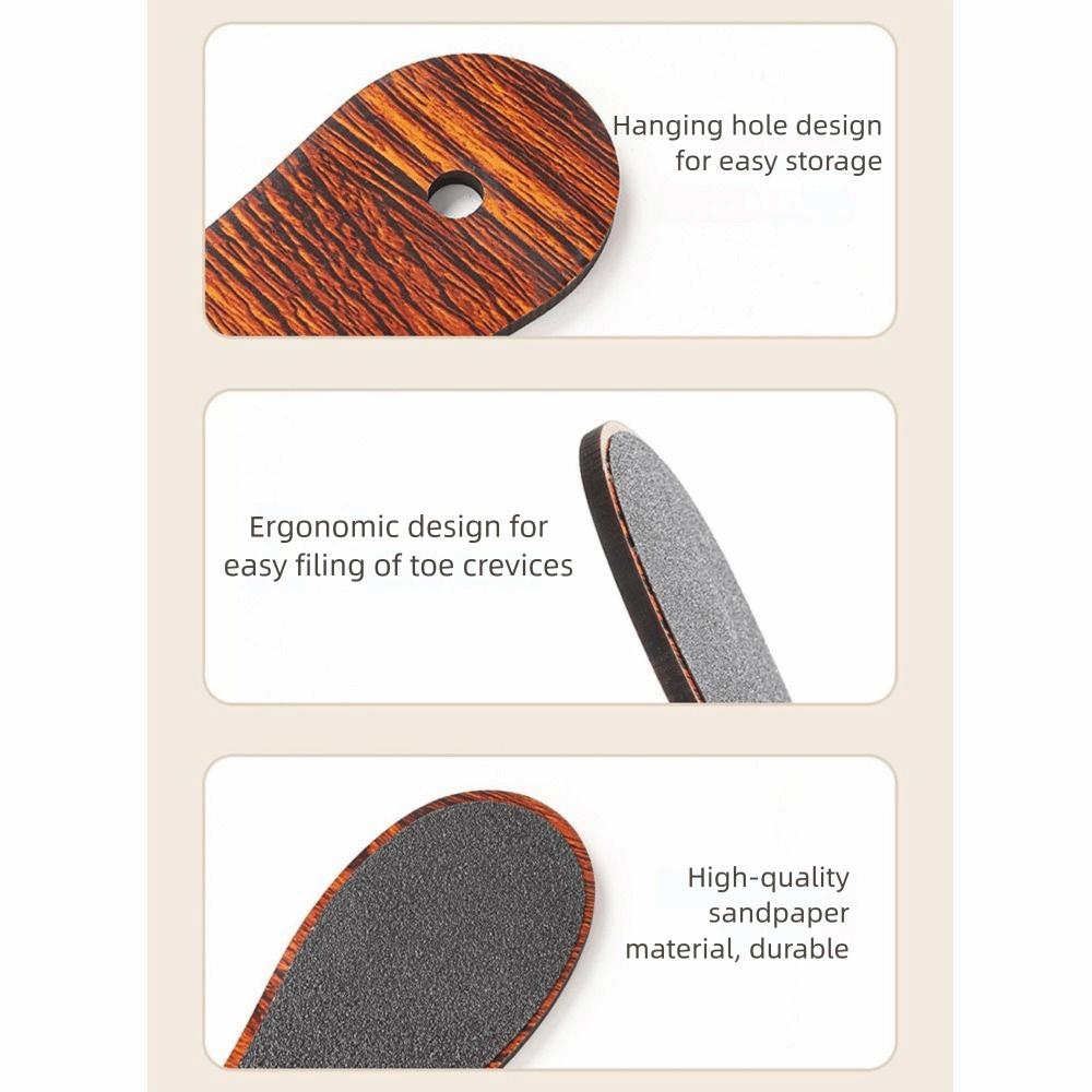 10Pcs Double Sided Wood Foot File with Hanging Hole Waterproof Dead Skin Pedicure Tool Easy To Clean Wet and Dry Use