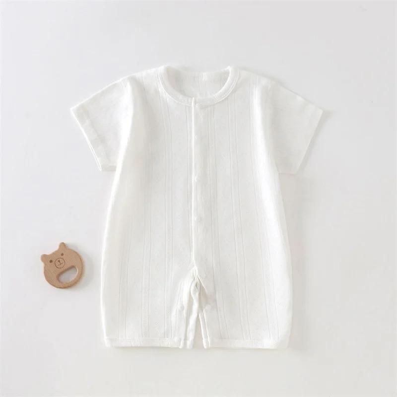 Baby Short Sleeved Jumpsuit Summer Newborn Breathable Mesh Air Conditioning Suit Boys Girls Infant Thin Sleepwear Crawling Suits