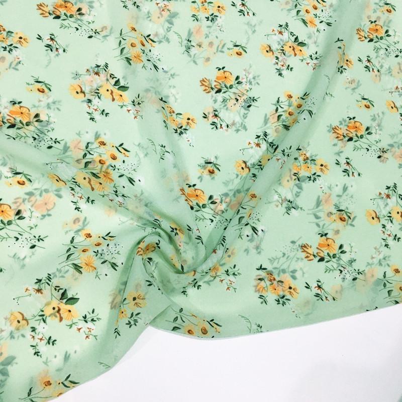 100x150cm Micro-transparent Floral Pearl Chiffon Fabric for Clothes Dress Shirt Diy Sewing Flower Printed Cloth Soft