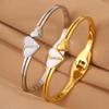 Titanium Steel , Heart-shaped Diamond-encrusted Fashionable European and American , Light Luxury and High-end Sense, Elastic Love Open Couple 