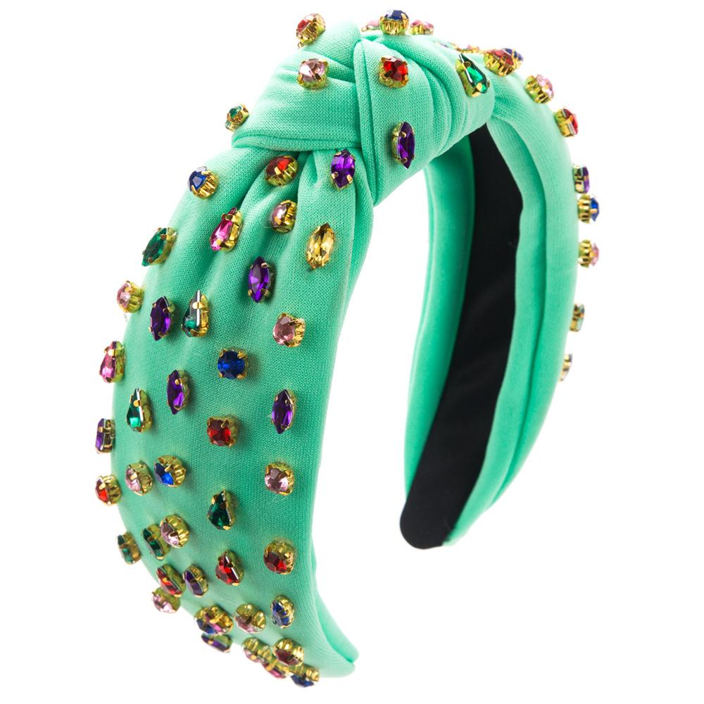 New Retro Baroque Colorful Crystals Headband Women's Fashion All-Match Wide-Brimmed High Skull Top Hair Accessories