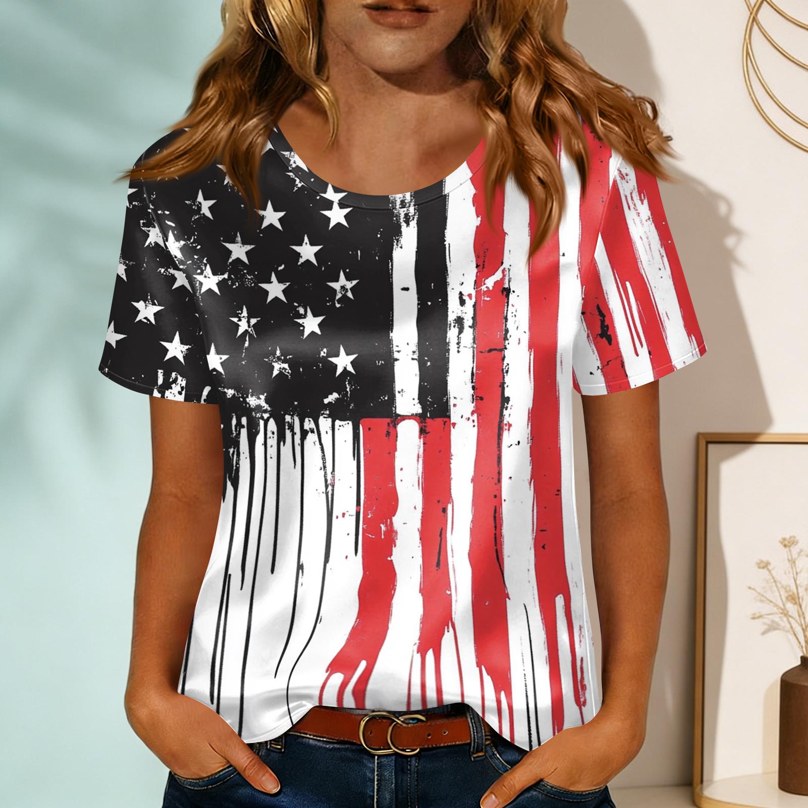 

Женская модная повседневная футболка с круглым вырезом, принтом и короткими рукавами L чёрный