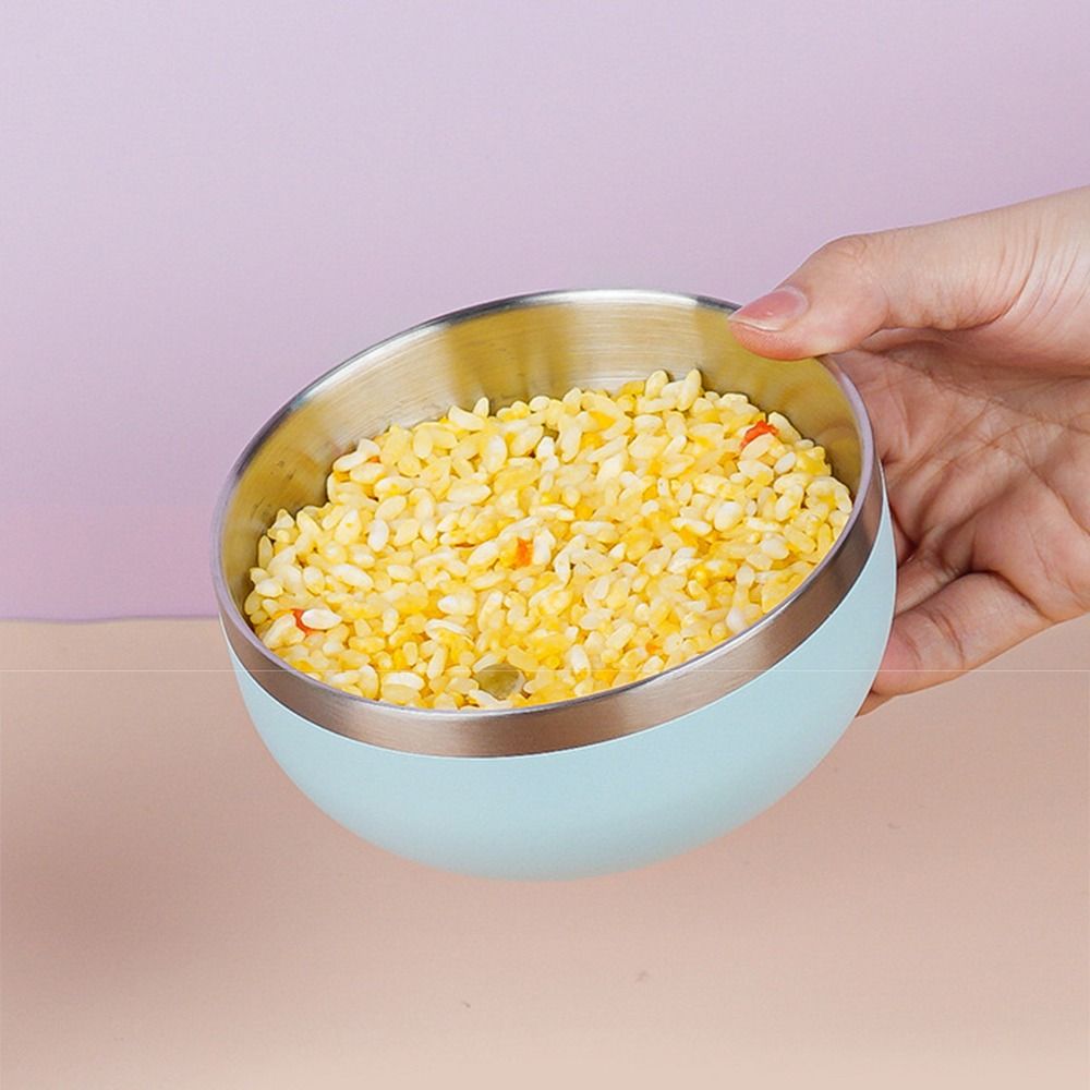 Round Bowl Fruit Salad Bowl Multi-color Food Container Stainless Steel Bowl Kitchen Tableware