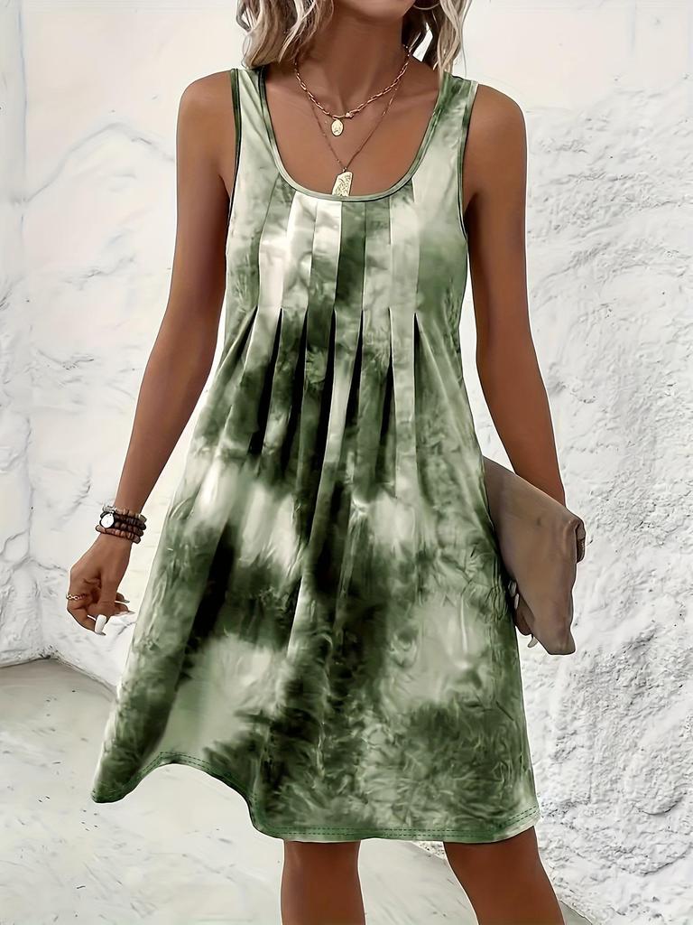 European and American Tie-Dye Sleeveless Loose Vest Dress - Spring/Summer 2026 Fashion