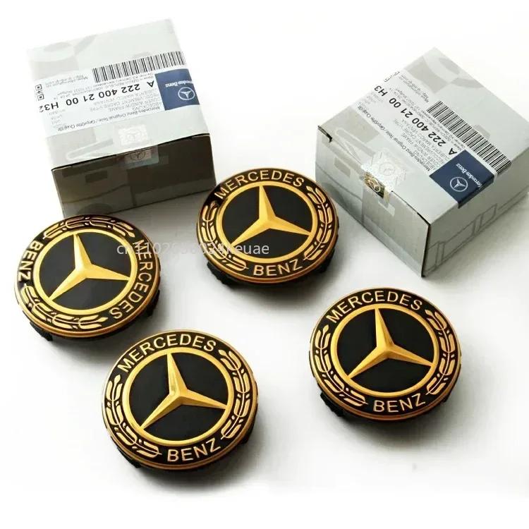 Thvjz10 2025 Hot 4 Pieces 75mm for Mercedes-Benz B/C/E/S Class A Class C200L GLC GLK CLA Car Wheel Center Hub Caps Cover Decorate Access