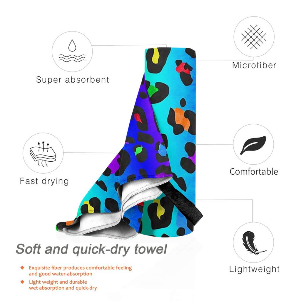 Double Rainbow Leopard Print All Over Animal Pattern Beach Towel Soft Microfiber Quick Dry Absorbent Quick Towels For Swimming