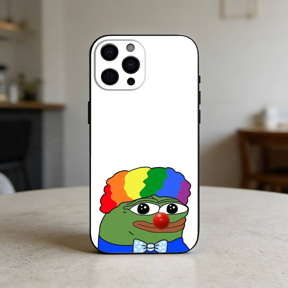 Funny Pepe the Frog Phone Case For iPhone 17,16,15,14,13,12,11 Plus,Pro Max,SE4Soft Silicone Black Cover