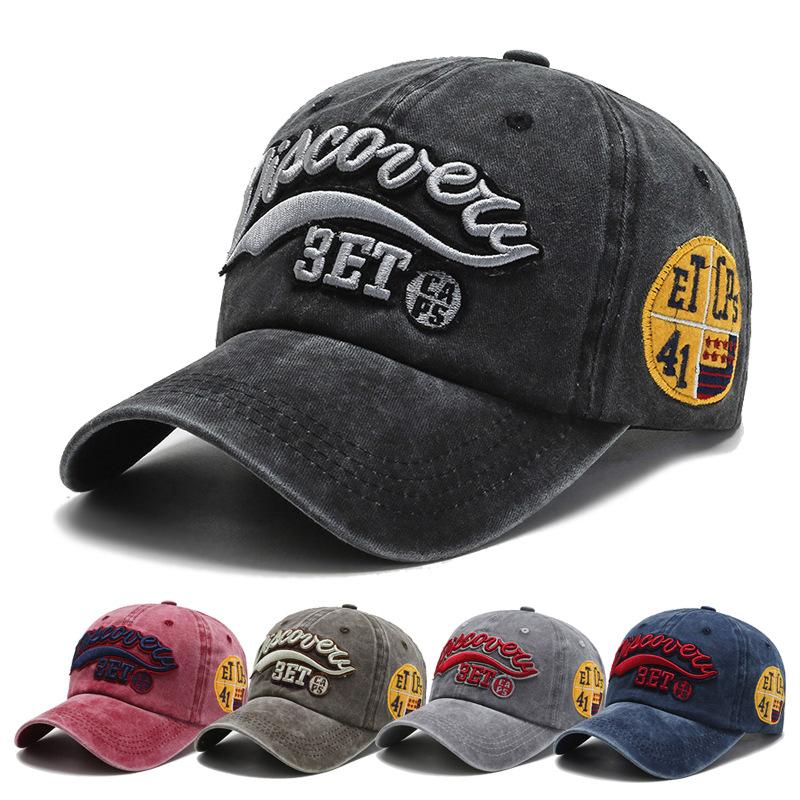 Washed Denim Vintage Hat Men Trendy Embroidered Letter Baseball Cap Women Fashion Casual Sunshade Duckbill Cap