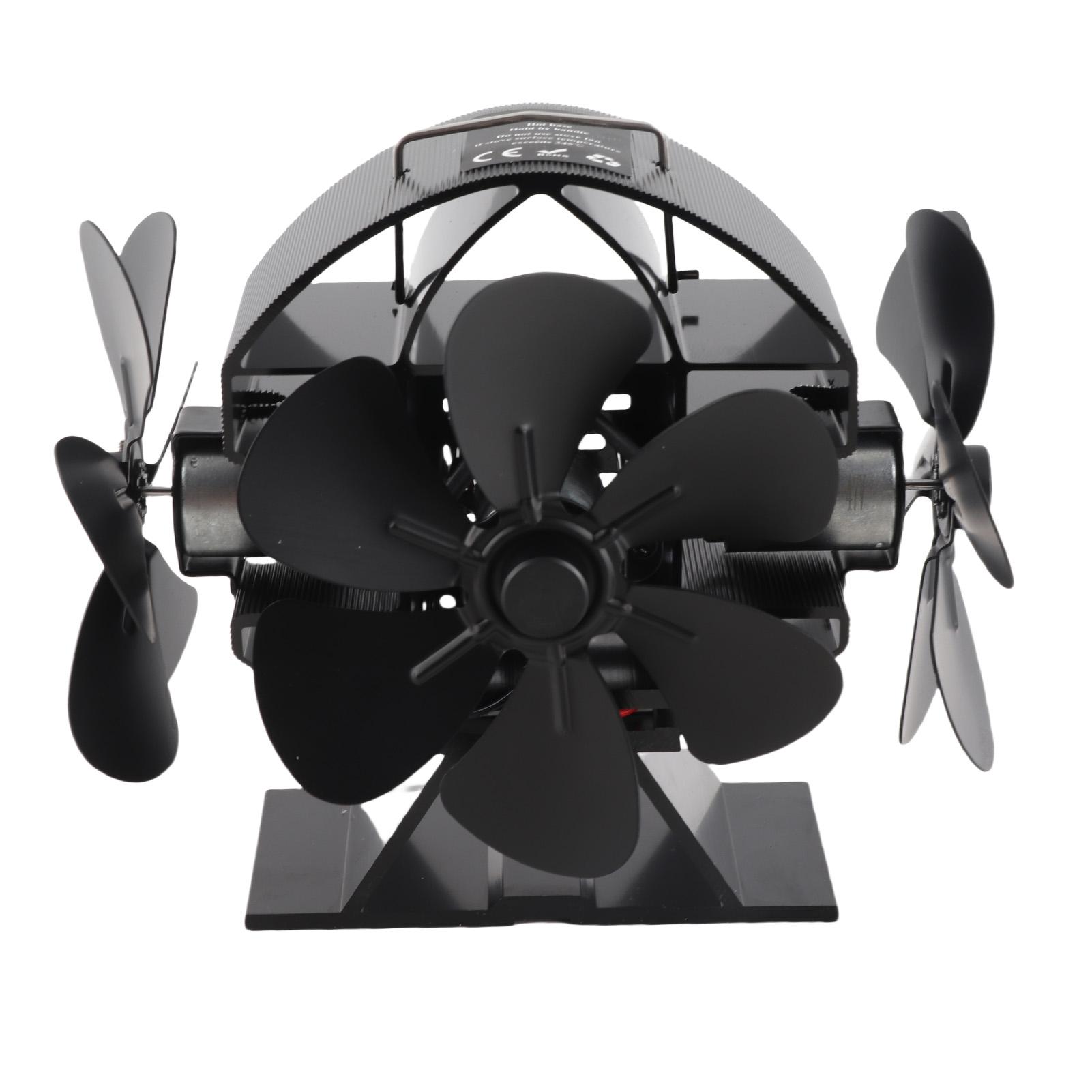 

Вентилятор для печи, работающий от тепла, 3 головки, 18 лопастей, обдув на 270 градусов, вентилятор для камина с защитной крышкой и ручкой для дома, дровяной печи чёрный