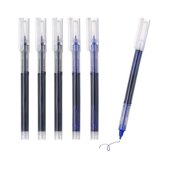 PATIKIL 6 Pcs Gel Pens, 0.5mm Fine Point Needle Tip, Smooth Writing, Quick Dry, Black/Blue Ink, Clear Plastic for Office, Notebook, Journaling