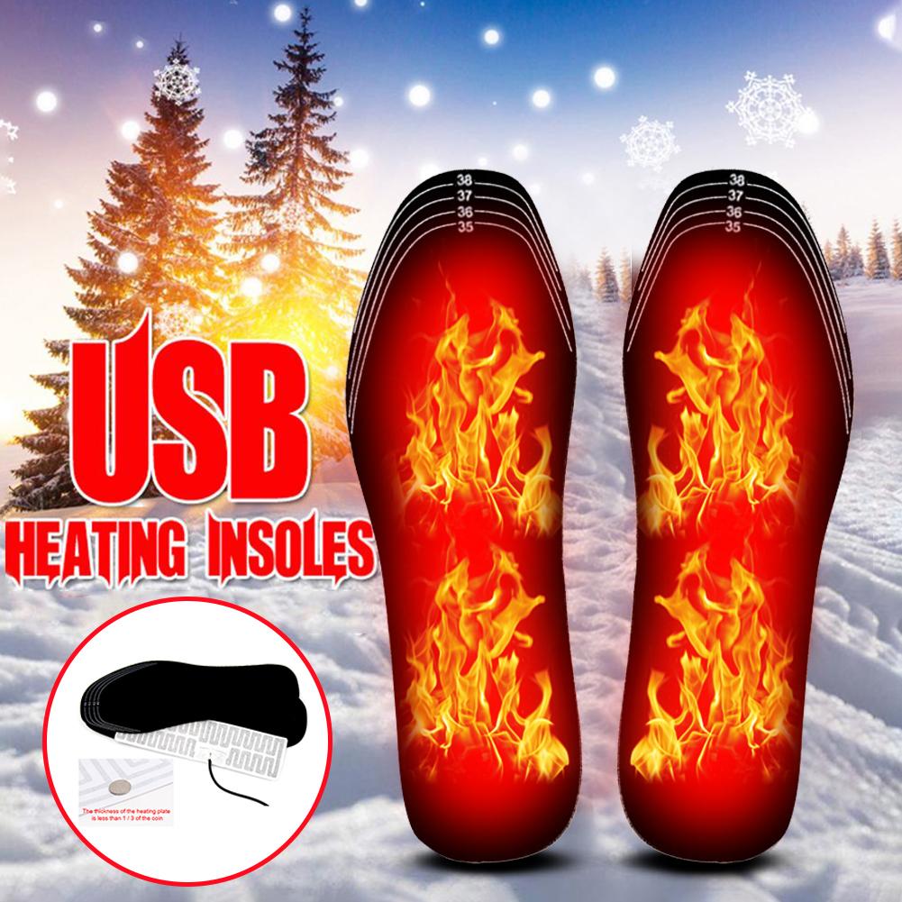 Winter Unisex Electric Foot Warmer USB Heated Shoe Insoles Electric Foot Outdoor Sports Thermal Shoe Pads Mat Accessories