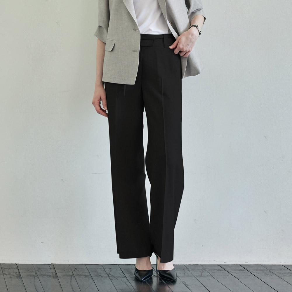 Hiikeu Slim Wide Natural Slacks_Black
