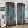 Retro Holz Verdunklungsvorhänge   Rustikal Farmhaus Vintage Braun Blau Plankenstruktur Drucke Verdunklung Stangentasche Fensterdekorationen D