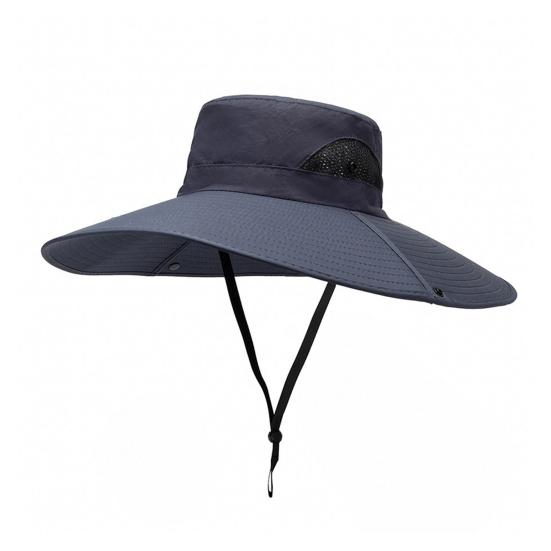 Summer Foldable Bucket Hat Extra Large Brim Sun Protection Hat Fisherman Hat темно-синий