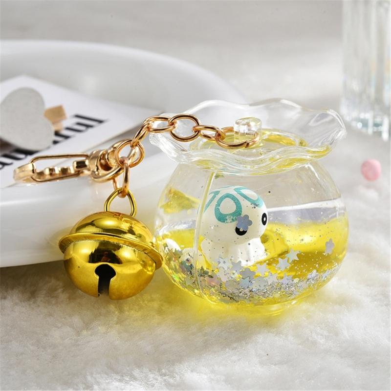 Whimsical Acrylic Bottle Keychain Cute Fish Tank and Ocean Theme Keychain Perfect Bag Charm for Women and Couples