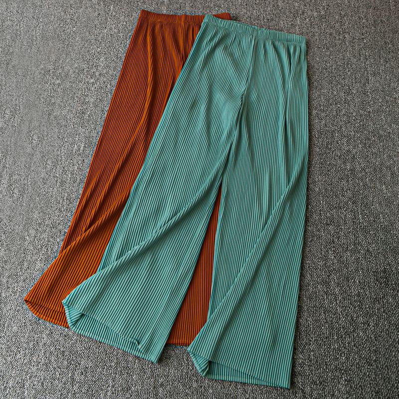 

Весна и Осень Внешняя Торговля Корейский Стиль Новые Универсальные Повседневные Модные Простые Брюки Плиссе на Резинке Blue-green S