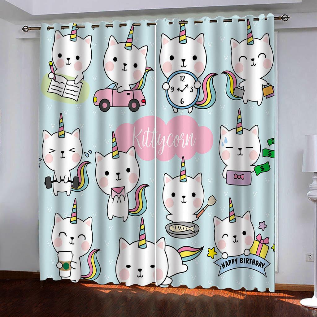 High-Density Blackout Curtains Cartoon Cat Animal Claws Series Digital Printing Blackout Curtains