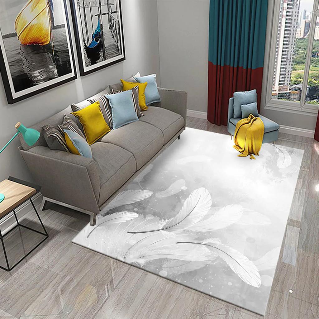 Colorful Feather Carpet for  Living Room Sofa Coffee Table Light Luxury Carpet Family Bedroom Bedside Rugs Bathroom Non-slip Rug