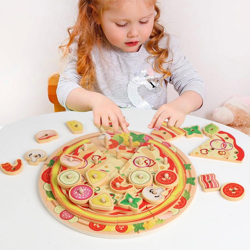 Wooden Simulation Single And Multi Layer Vegetable And Fruit Pizza Children Toy For Imaginative Play And Parentchild Interaction