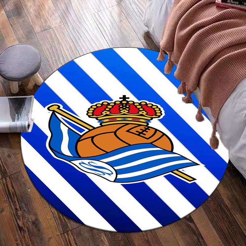 Real Sociedad Round Rug for Livingroom,Bedroom, Palyroom, Chair Rug, Area Rug, Circle Carpet, Large Size Fan Christmas Gift