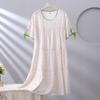 Spot new women's cotton silk spring, summer and autumn thin loose cake nightgown simple and comfortable loungewear