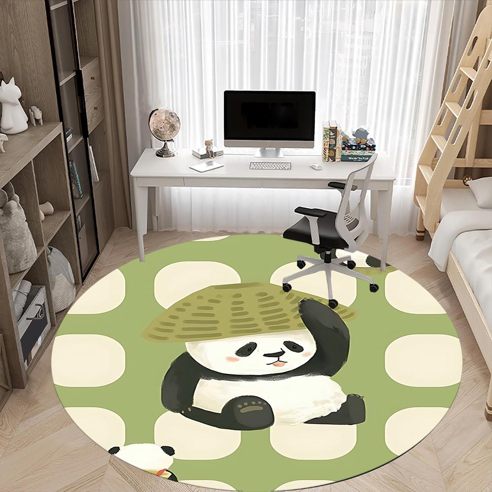 1pc Panda Pattern Office Round Area Rug, Indoor Mat Suitable For Office, Under Office Chairs Bedroom Living Room Home Decor, Room Deco