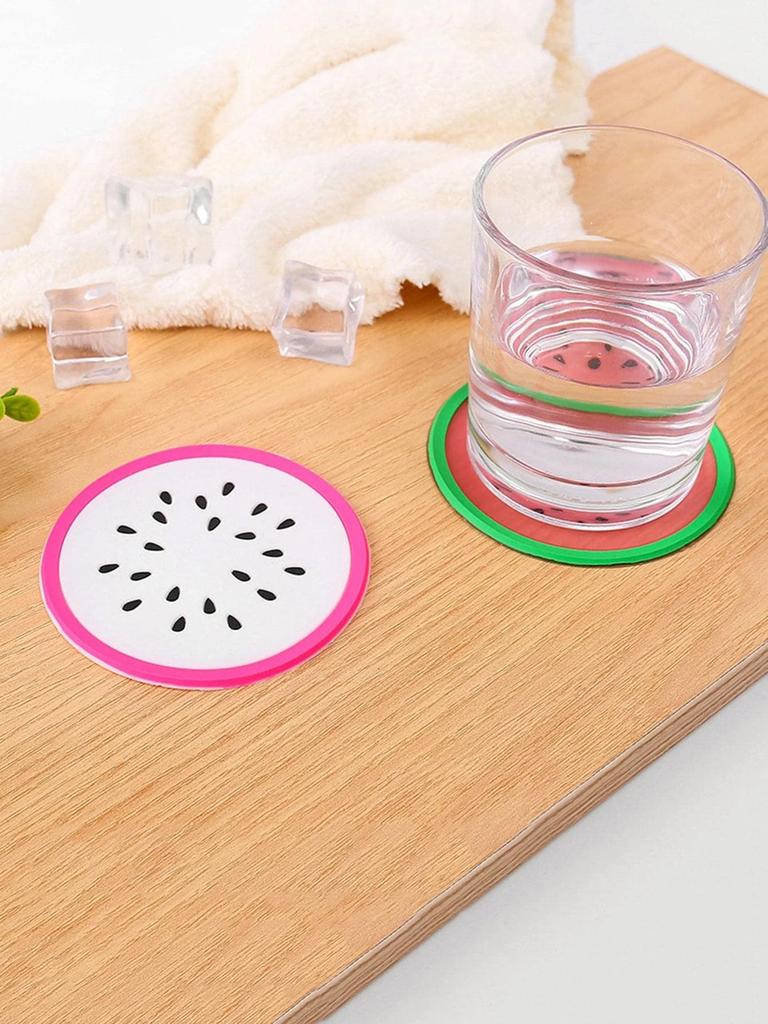 7 PCS/set, Cup Mat, Creative Coffee Coaster, Silicone Fruit Pattern Placemat