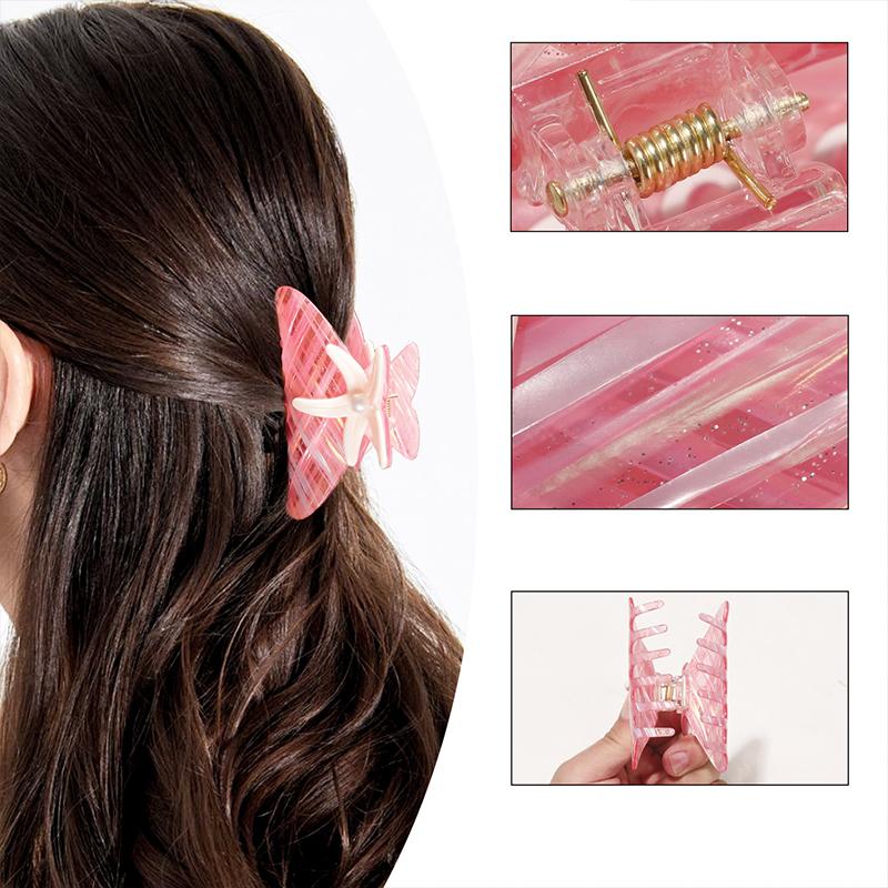 Butterfly Hair Claw Clip Plastic Strong Hold Jaw Clip with Heart Design for Women Girls Daily Wear & Gift