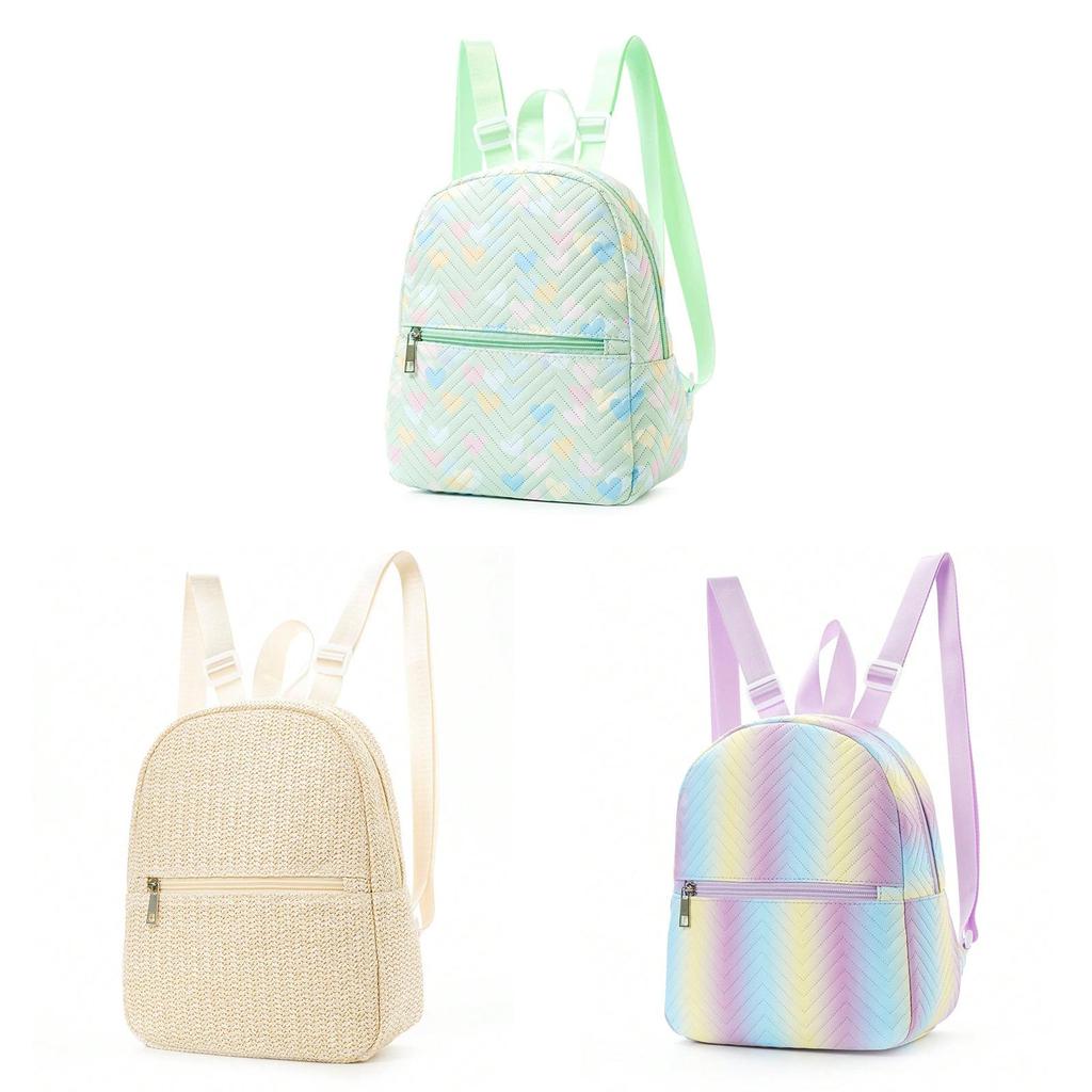 Womens Fashion Heart Print Nylon Backpack With Waterproof Design For Daily Use