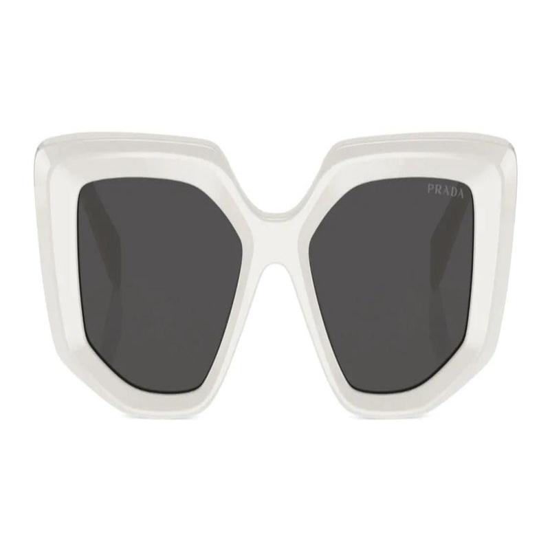 Prada Logo letters on the side, acetate frame, irregular shape, sunglasses, women's white
