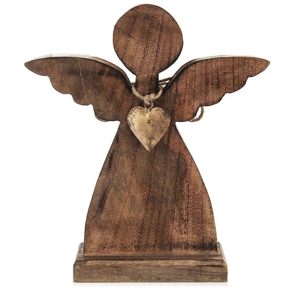 Drewniany Anioł Figurka Anioła Dekoracyjna Ozdobna Figura Stojąca 30 cm